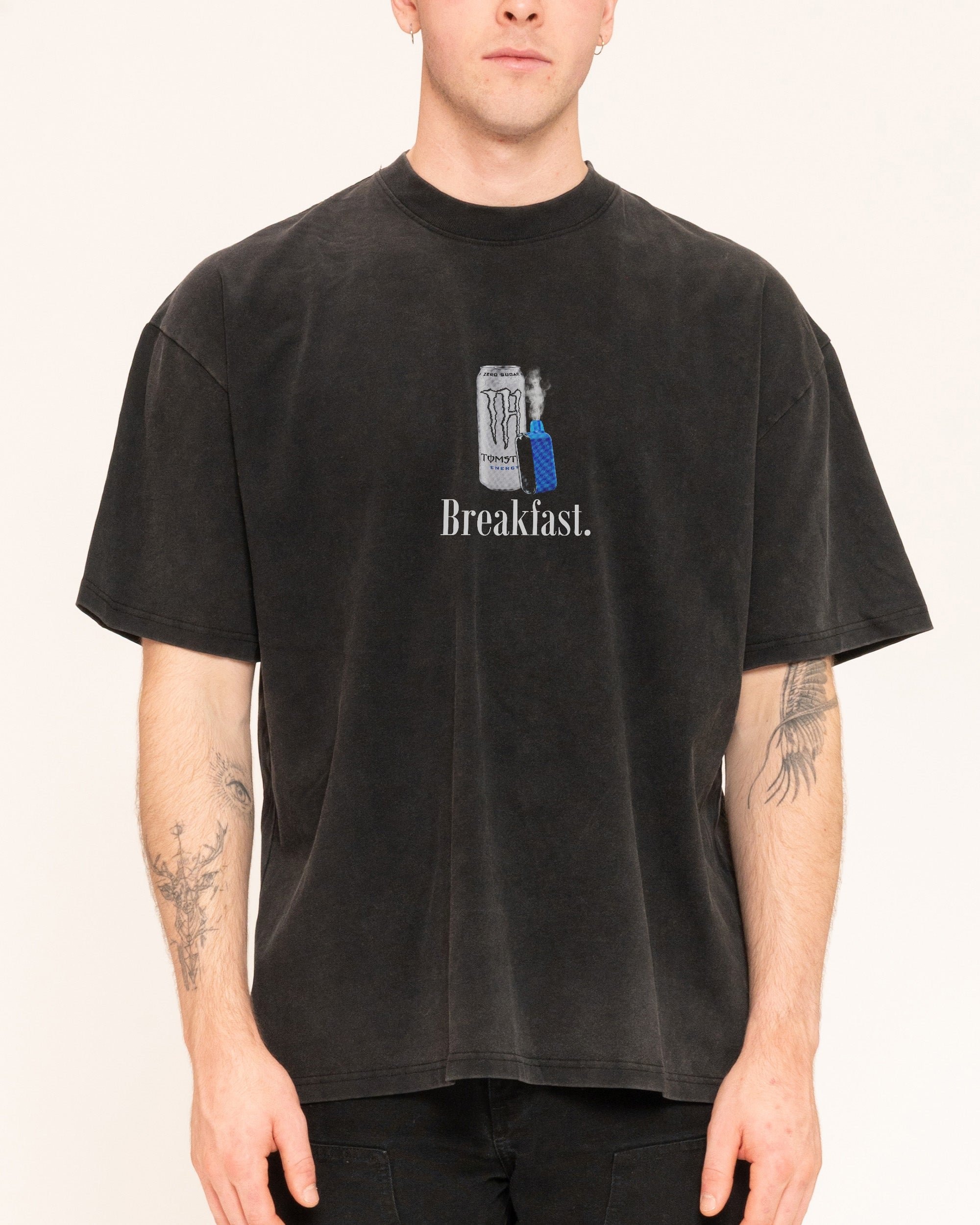 Mad Dog Breakfast Oversized Graphic Tee Unisex 90s Boxy Fit 100% Combed Cotton