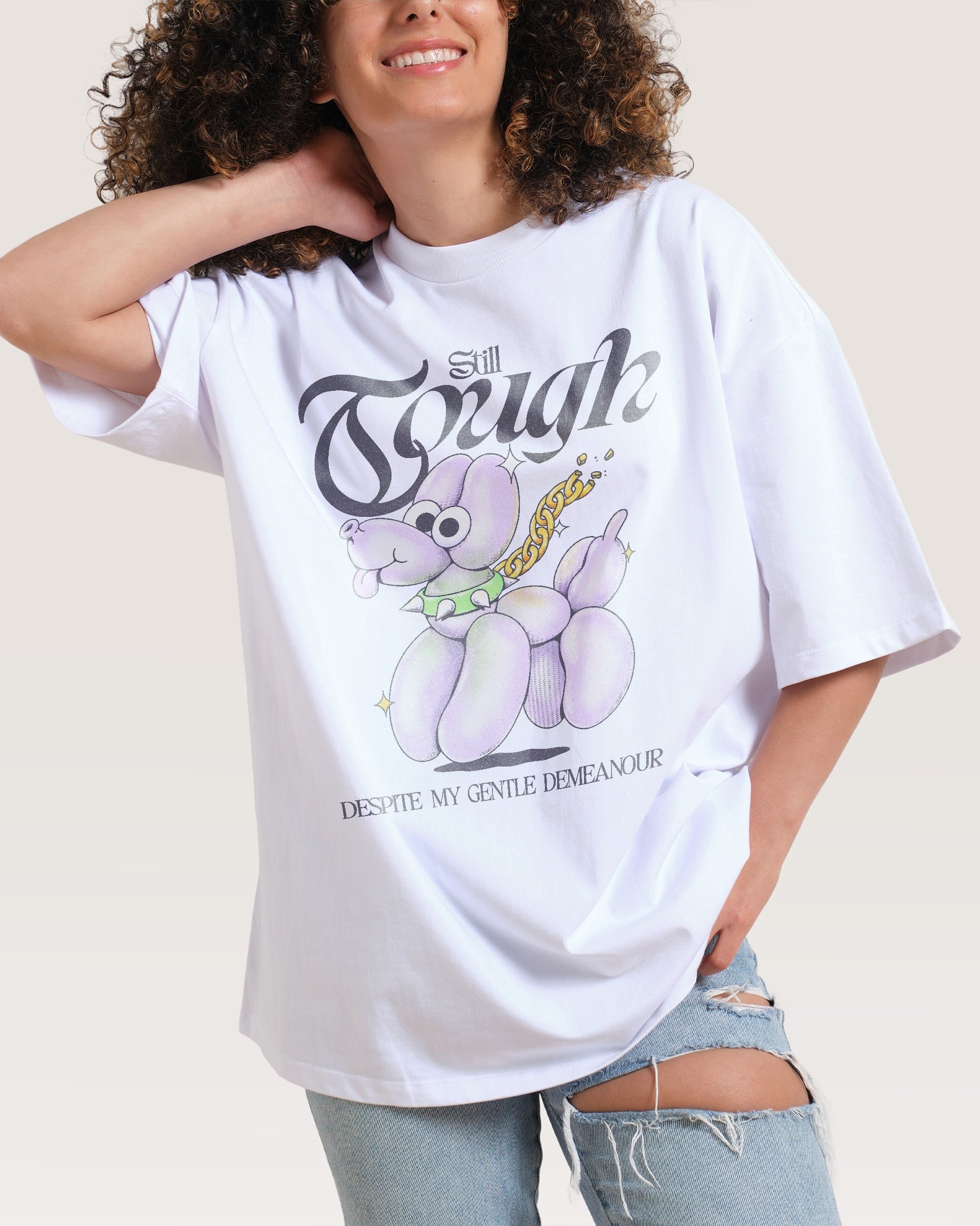 Still Tough Oversized Graphic Tee Unisex 90s Boxy Fit 100% Combed Cotton Heavyweight