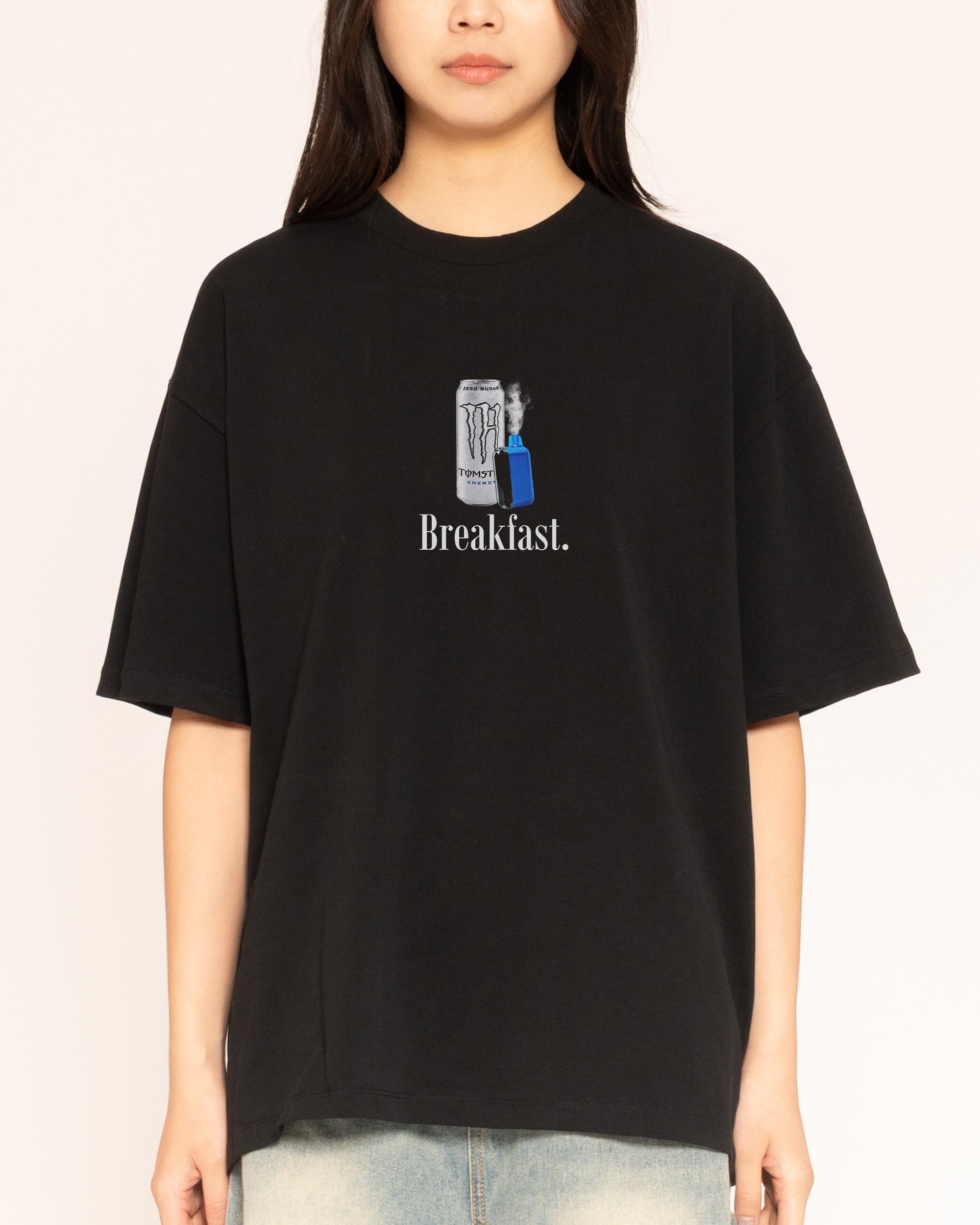 Mad Dog Breakfast Oversized Graphic Tee Unisex 90s Boxy Fit 100% Combed Cotton