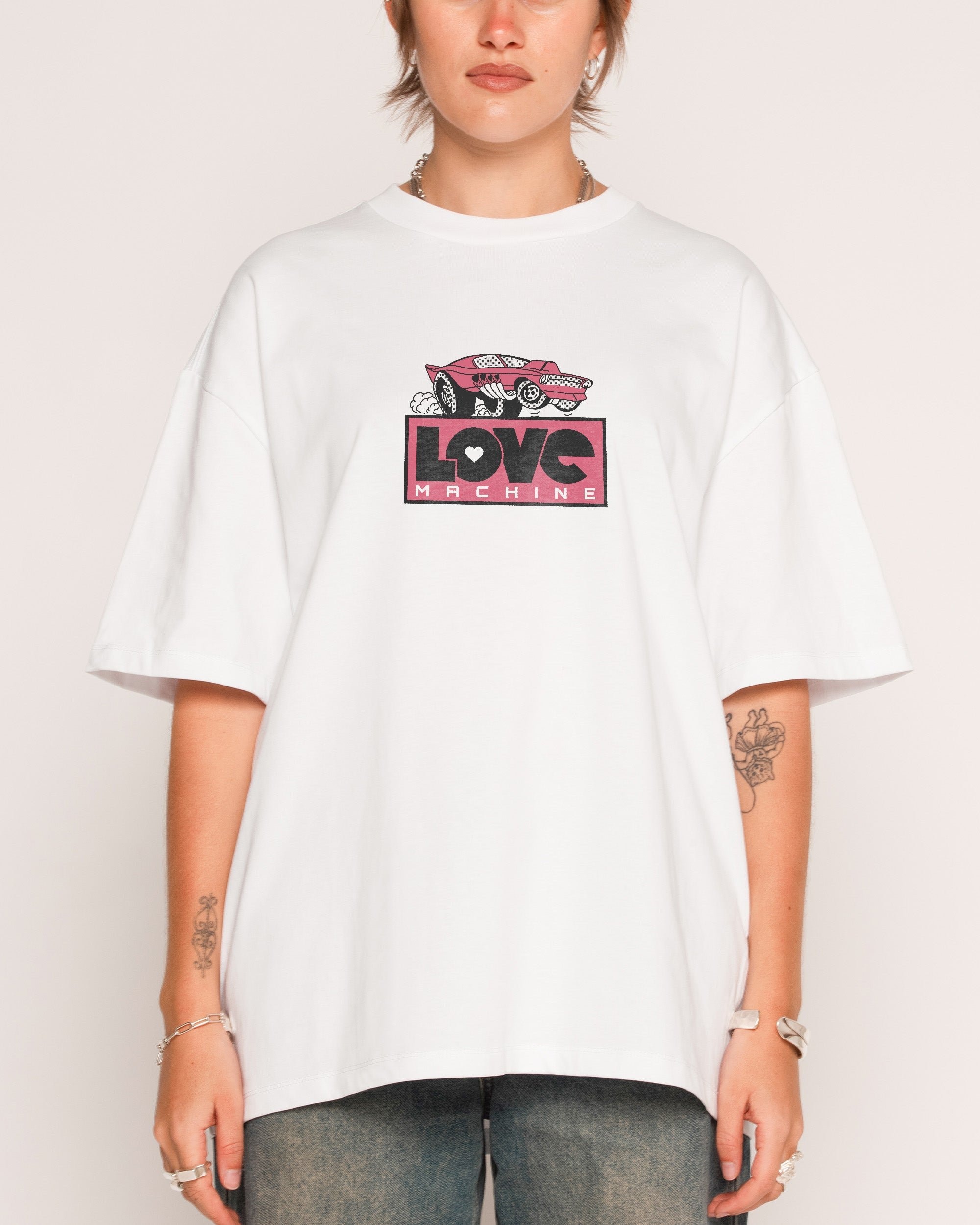 Threadheads Love Machine Oversized Graphic Tee Unisex 90s Boxy Fit 275gsm Cotton T-Shirt