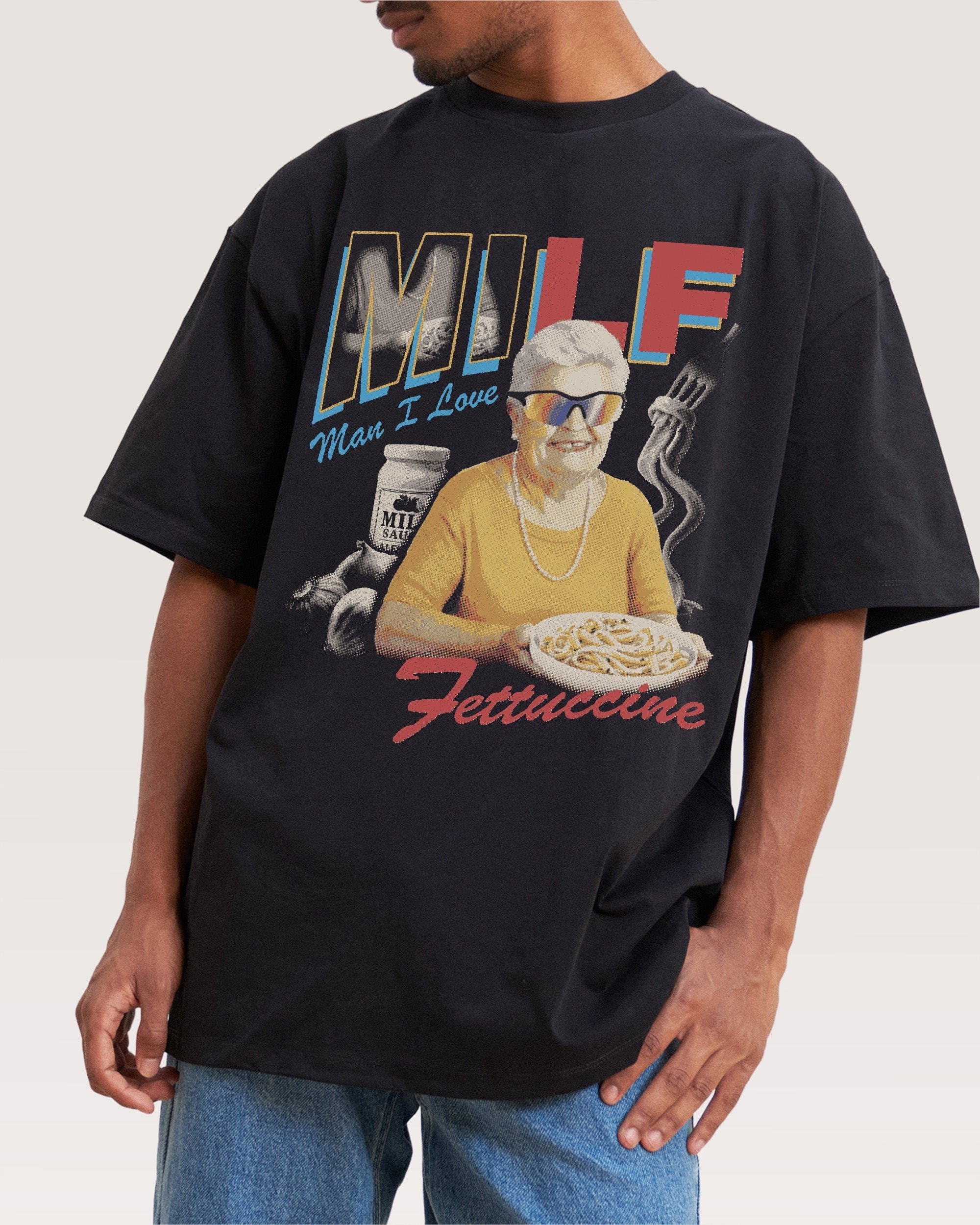 Man I Love Fettuccine Oversized Graphic Tee Threadheads Unisex 90s Boxy Fit Combed Cotton