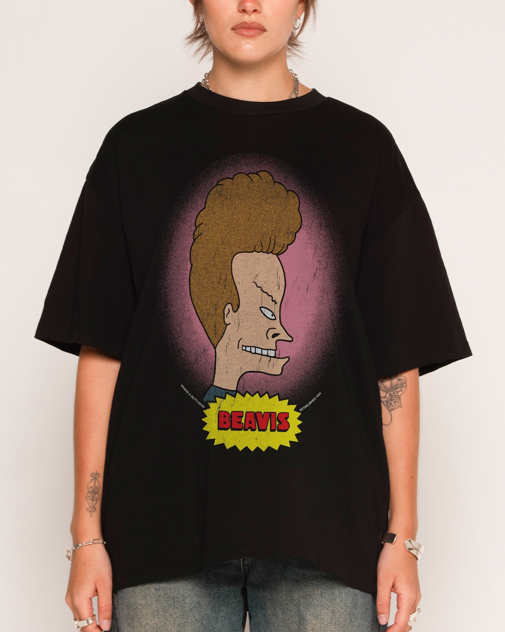 Face Off Beavis and Butt-Head Oversized Graphic Tee Unisex 100% Cotton Heavyweight