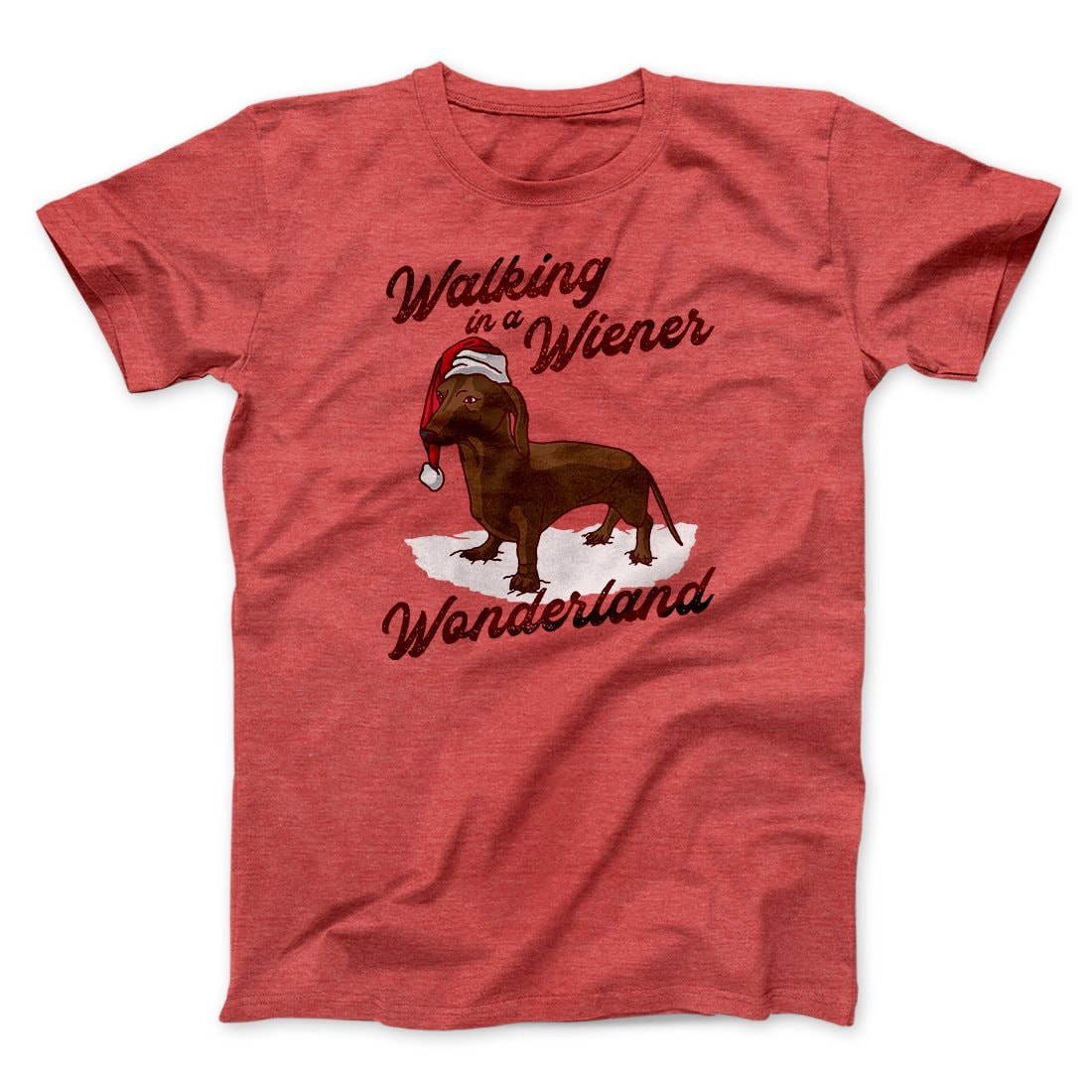 Walking In A Wiener Wonderland Dachshund T-Shirt - Men Unisex Cotton Tee