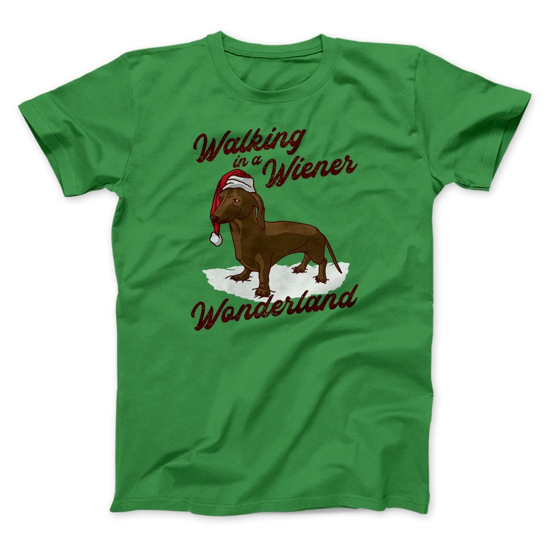 Walking In A Wiener Wonderland Dachshund T-Shirt - Men Unisex Cotton Tee