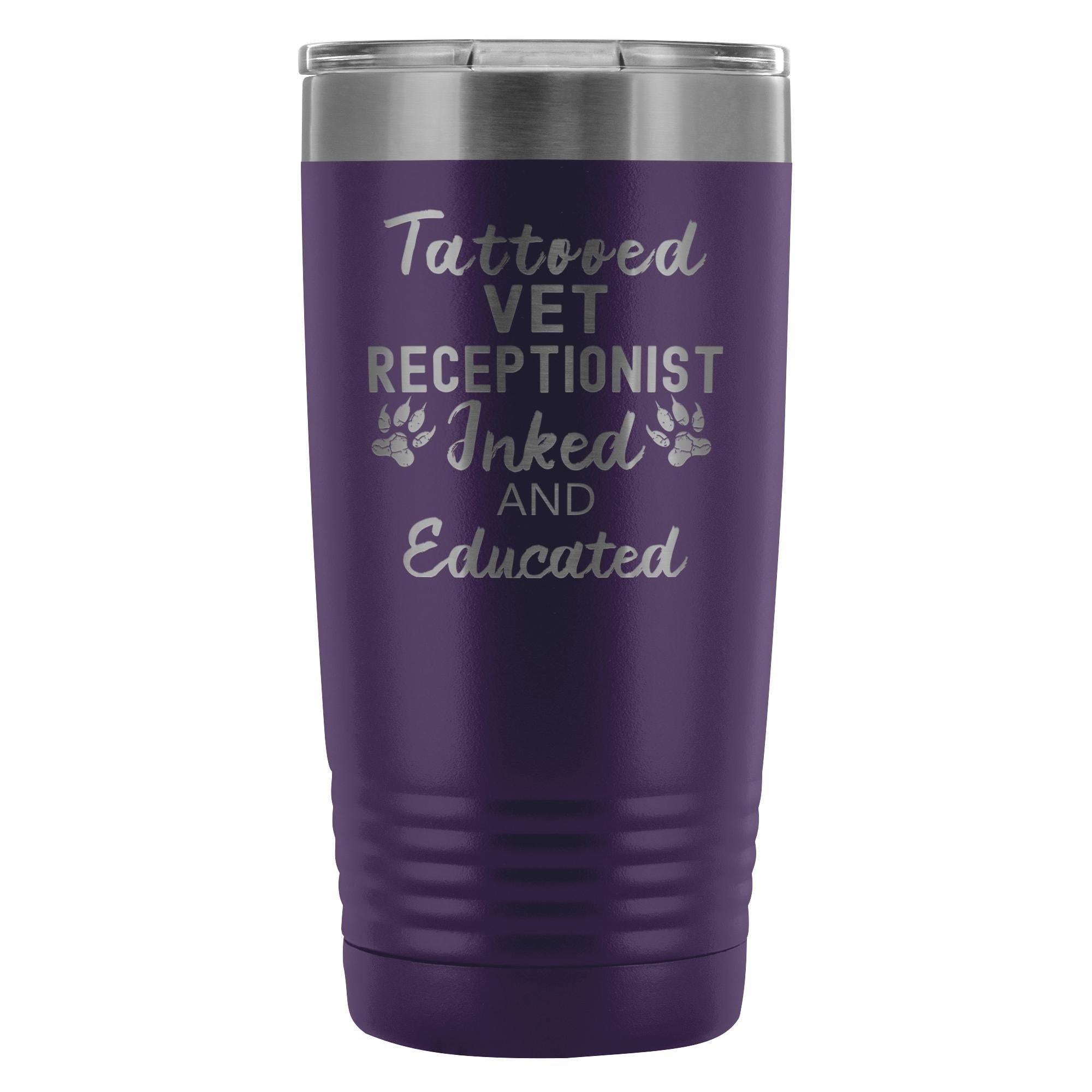 Vet Receptionist- Tattooed, Inked and Educated 20oz Vacuum Tumbler