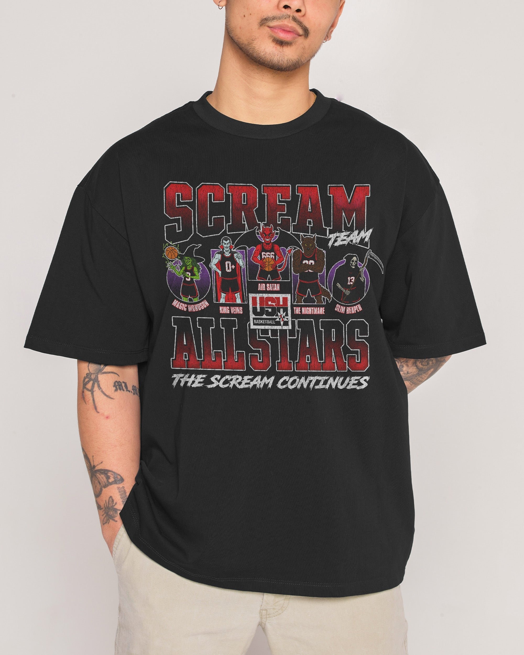 Scream Team Oversized Graphic Tee - 90s Boxy Fit Heavyweight 100% Combed Cotton Unisex