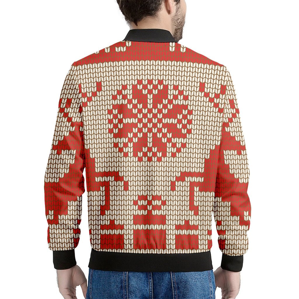 Xmas Deer Knitted Print Men's Bomber Jacket