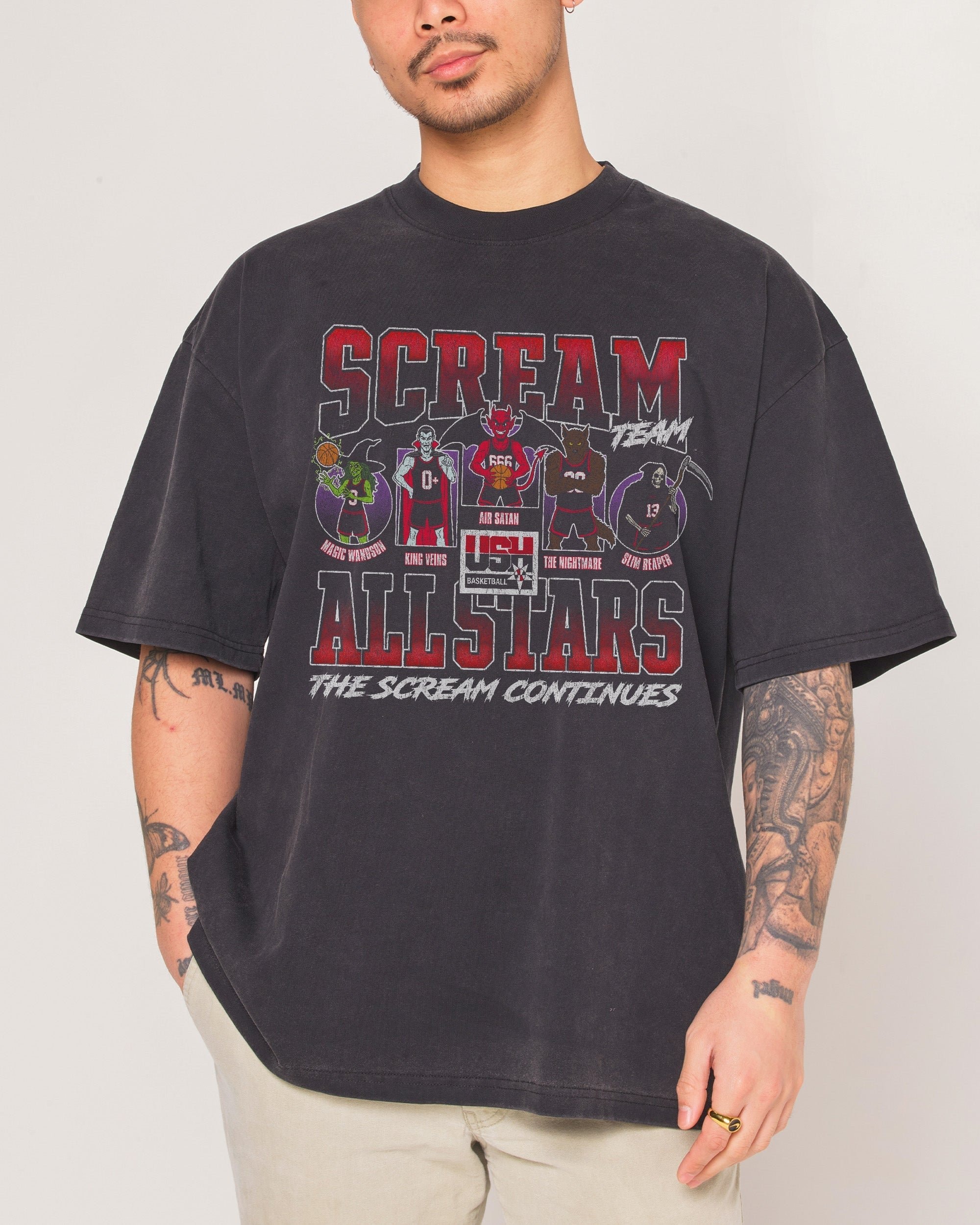 Scream Team Oversized Graphic Tee - 90s Boxy Fit Heavyweight 100% Combed Cotton Unisex
