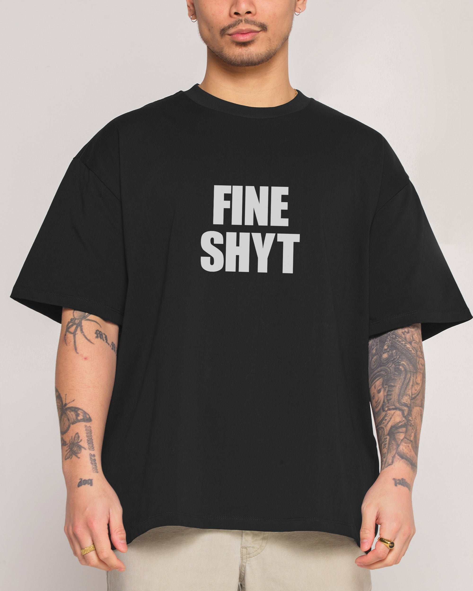 Threadheads Fine Shyt Oversized Graphic Tee Unisex 90s Boxy Fit 100% Combed Cotton