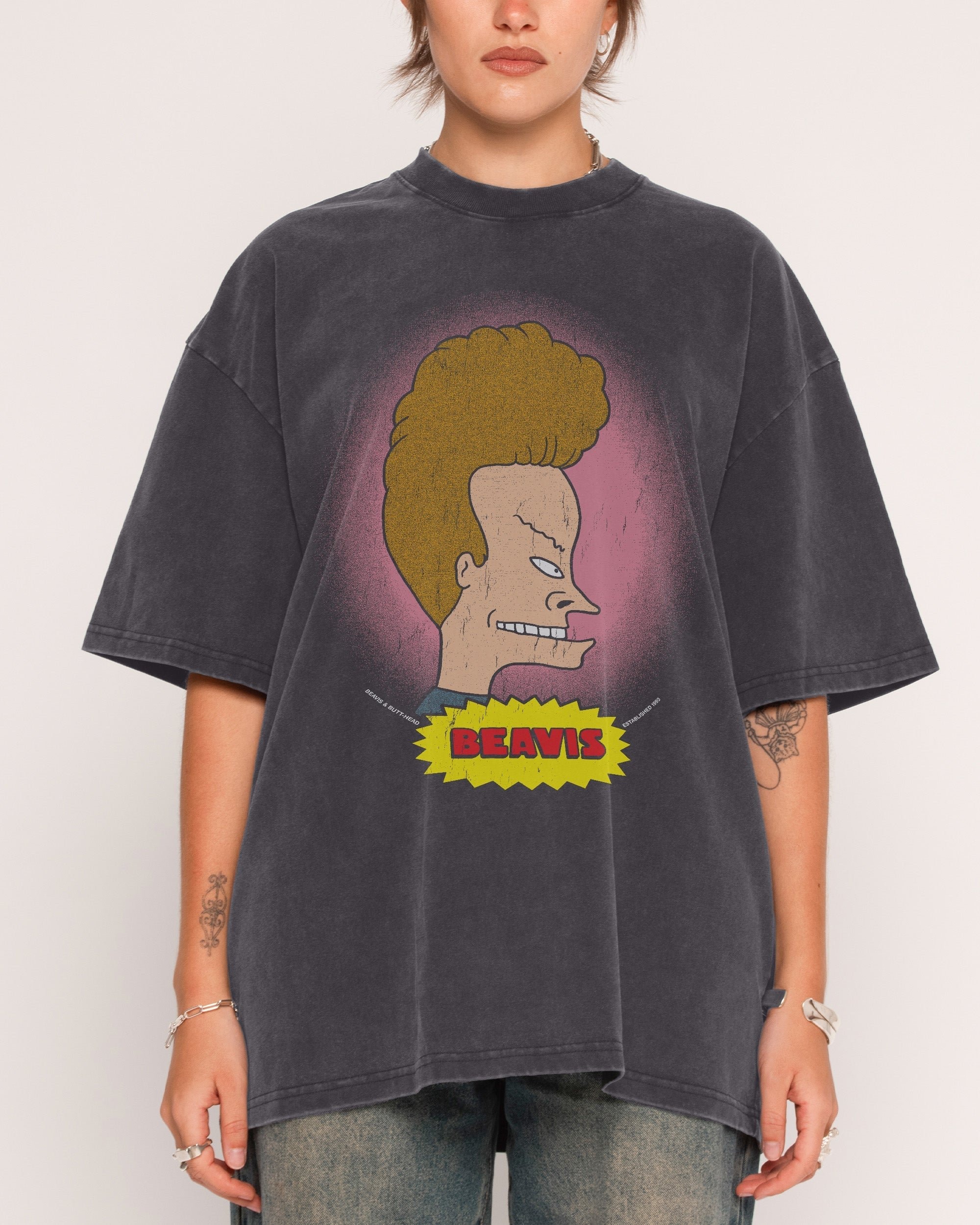 Face Off Beavis and Butt-Head Oversized Graphic Tee Unisex 100% Cotton Heavyweight