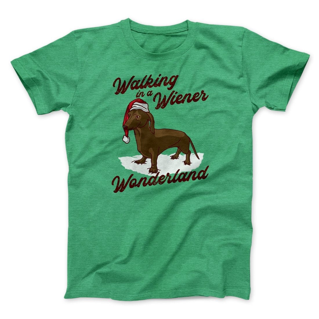 Walking In A Wiener Wonderland Dachshund T-Shirt - Men Unisex Cotton Tee
